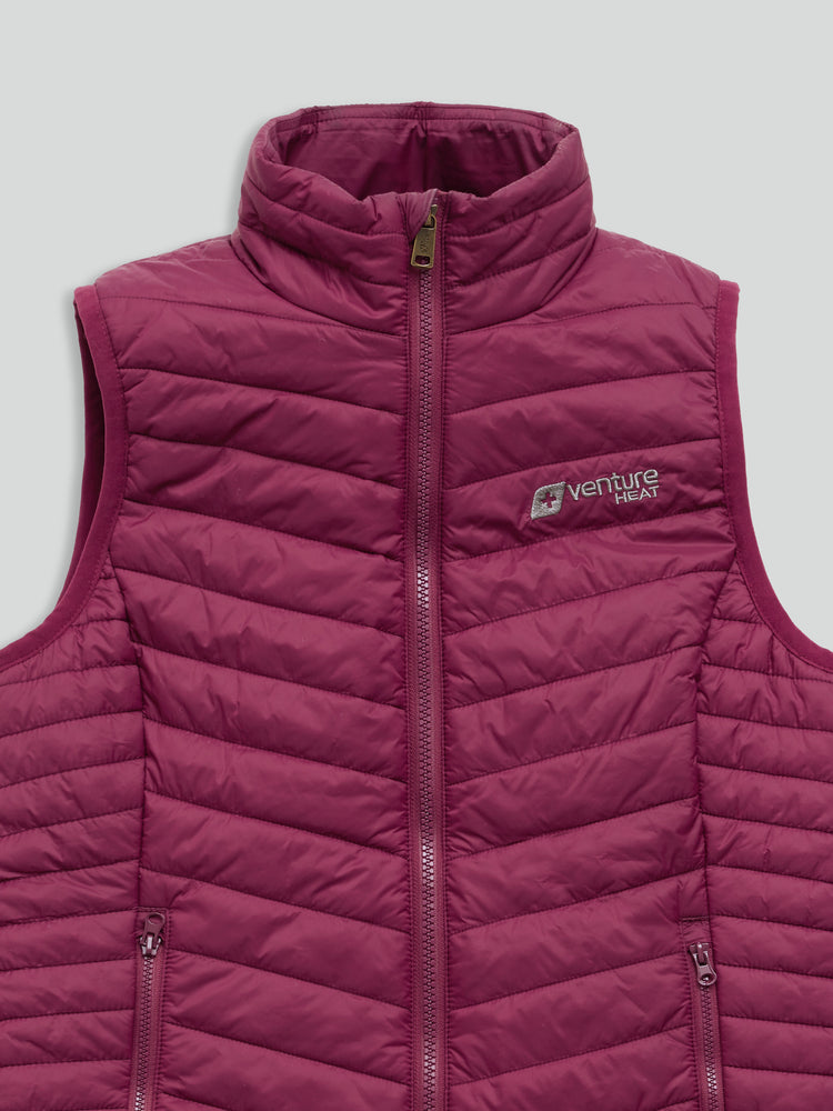 Women's 13W Heated Puffer Vest with HeatSync  - Plum